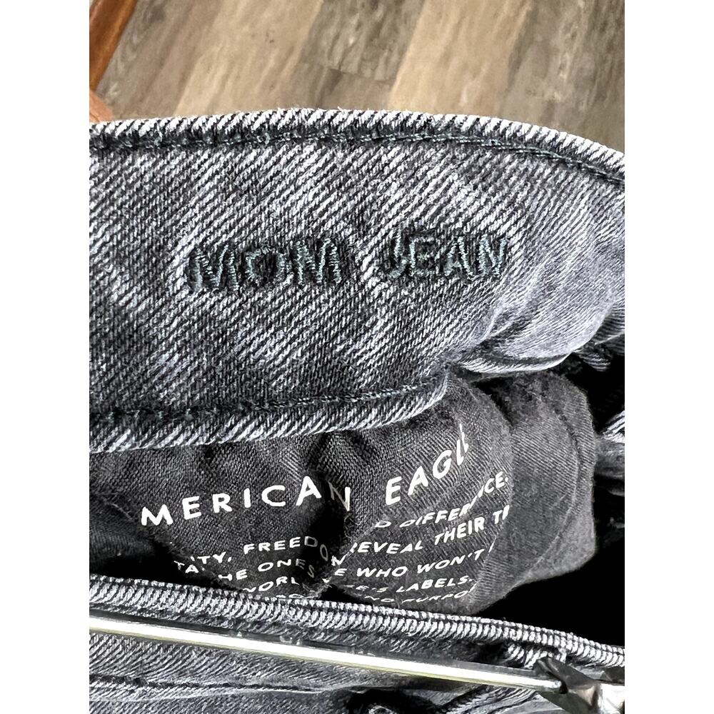 American Eagle Womens Mom Jeans Washed Black High Rise Tapered Size 6 X-Long - Picture 5 of 7